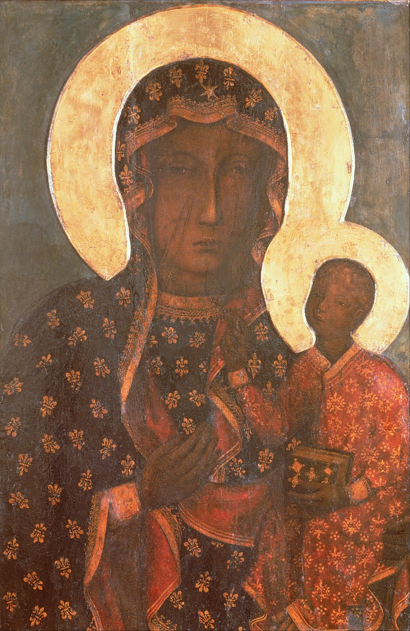 Jasnogórska Czarna Madonna, ikona bizantyjsko-rosyjska (tempera na panelu) autorstwa Russian School