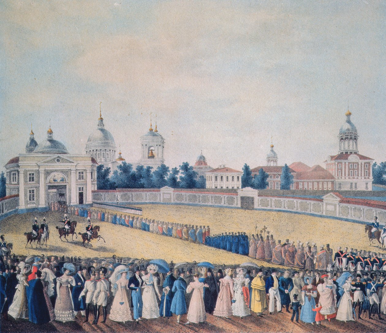 Wizyta Aleksandra I (1777-1825) w klasztorze Aleksandra Newskiego, 1821 r. autorstwa Russian School