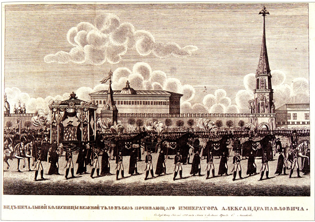 Ceremonia pogrzebowa cesarza Aleksandra I na Kremlu, 1828 autorstwa Russian Master