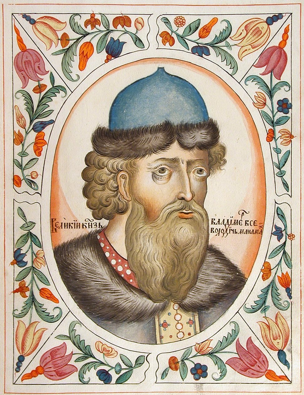Wielki książę Włodzimierz II Monomach z Kijowa Z carskiego titulyarnika Carska księga tytułów, 1672 autorstwa Russian Master