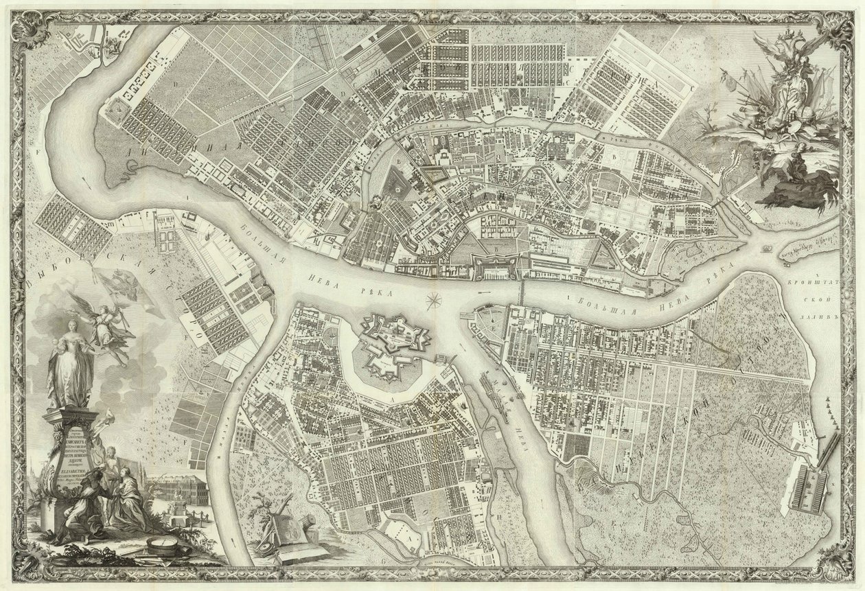 Mapa Petersburga Księga na 50. rocznicę założenia Petersburga, 1753 r. autorstwa Russian Master