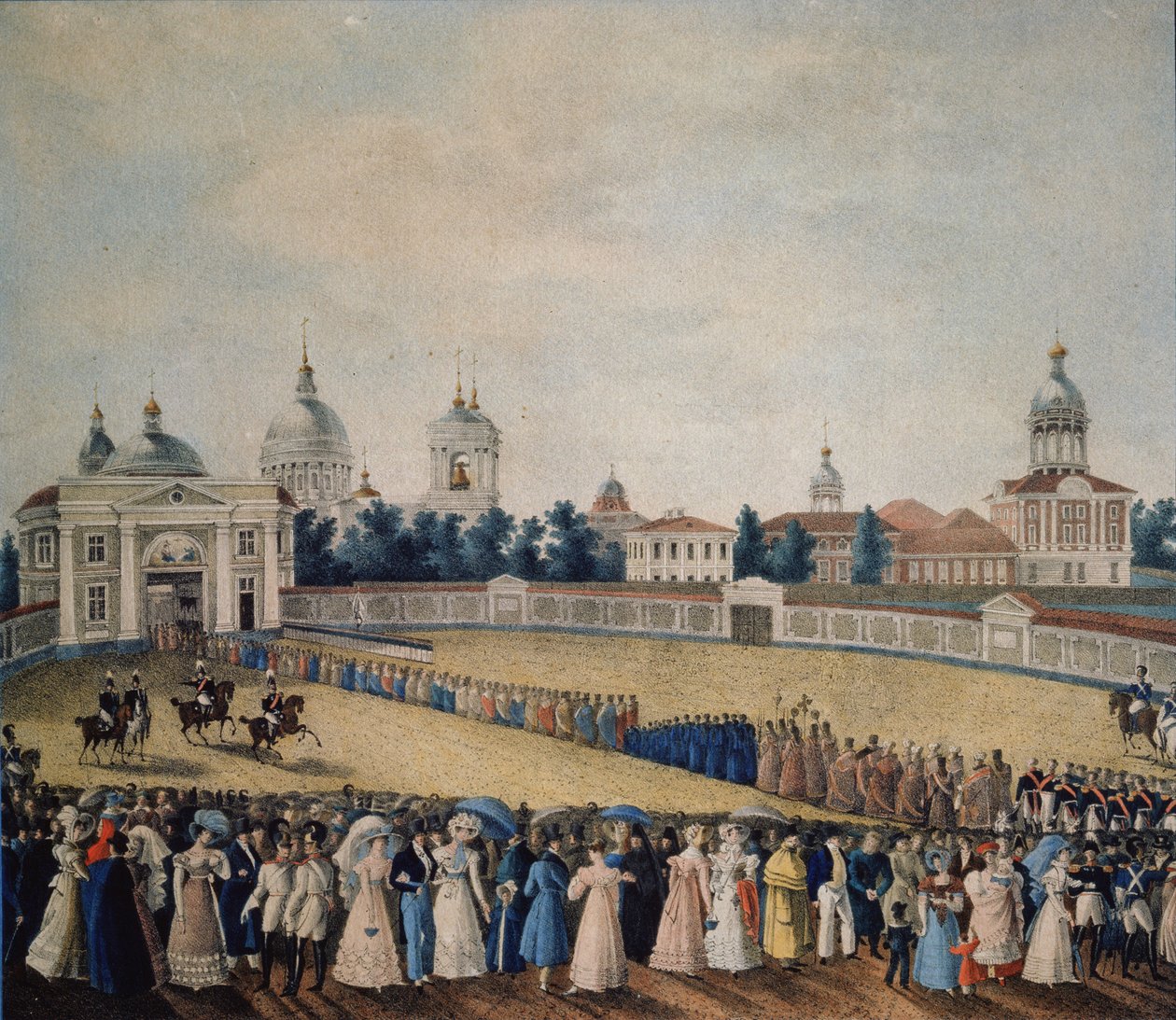 Nawiedzenie cara Aleksandra I w klasztorze Aleksandra Newskiego, 1821 r. autorstwa Russian Master