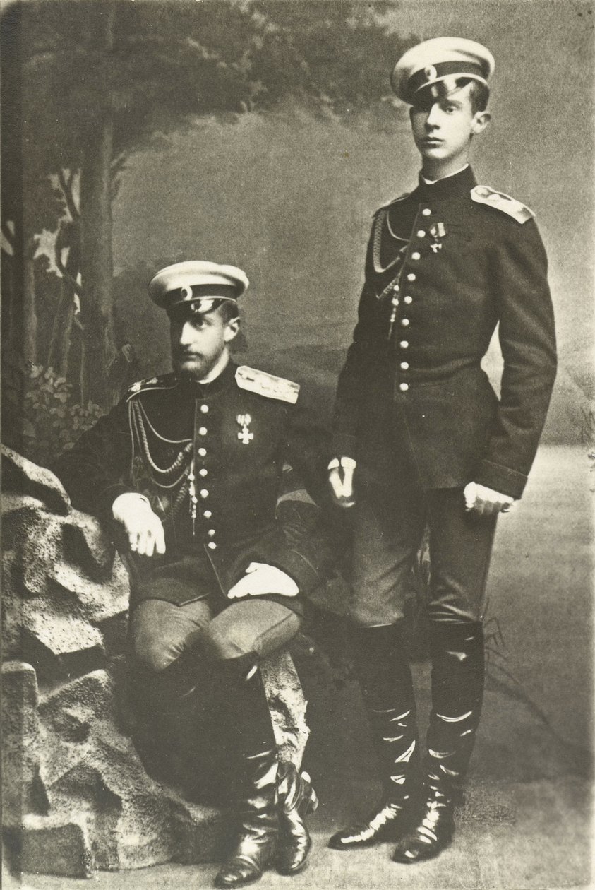 Les grands ducs Konstantyn Konstantynowicz (1858-1915) i Dymitr Konstantynowicz (1860-1919) - Wielki Książę Konstantyn Konstantynowicz i Wielki Książę Rosji Dymitr Konstantynowicz, Anonim. Fotografia żelatynowa srebrna 1890. Rosyjski film państwowy i autorstwa Russian Photographer