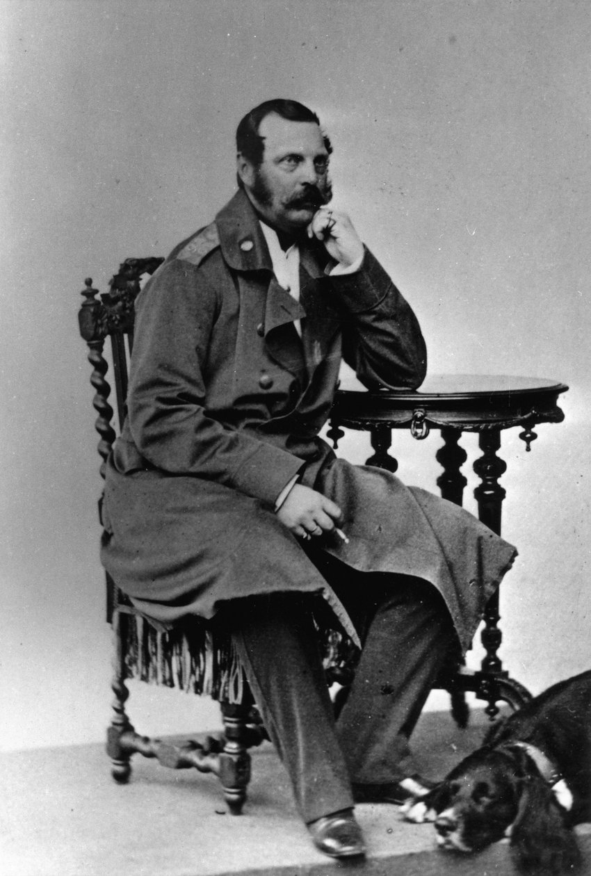Portret cesarza Rosji Aleksandra II (Aleksandra II, Aleksandra Nikołajewicza Romanowa, Aleksandra II Nikołajewicza) (1818-1881) autorstwa Russian Photographer