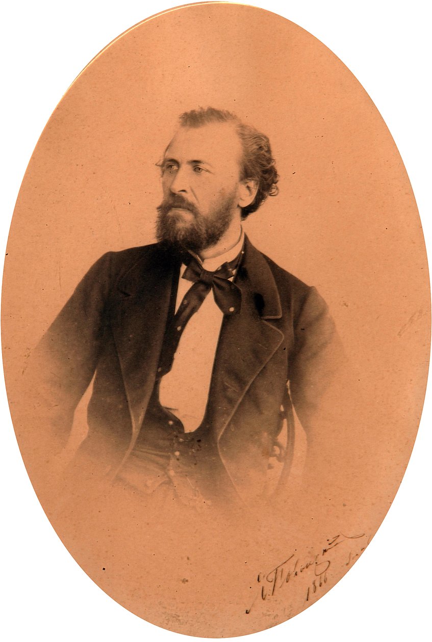 Portret poety Jakowa Pietrowicza Polonskiego (Jakowa Pietrowicza Polonskiego) (1820-1898). Zdjęcie albuminy autorstwa Russian Photographer