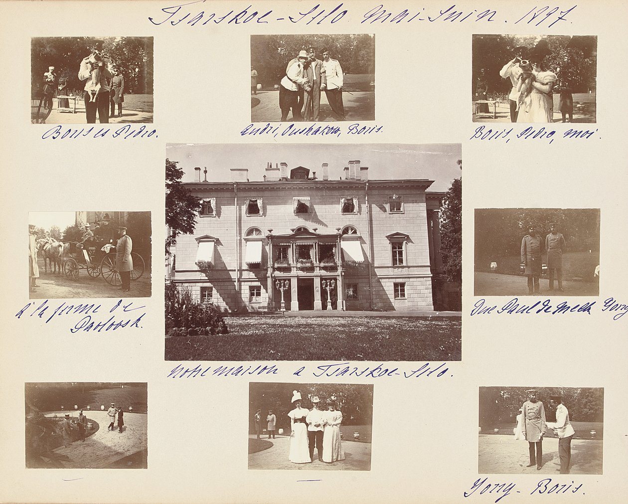 Rosyjska rodzina cesarska, strona z albumu fotograficznego, ok. 1897-99 (zdjęcie czarno-białe) (zob. także 487673-80) autorstwa Russian Photographer