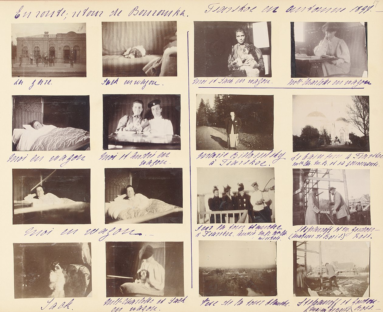 Rosyjska rodzina cesarska, strona z albumu fotograficznego, ok. 1897-99 (zdjęcie czarno-białe) (zob. także 487673-80) autorstwa Russian Photographer