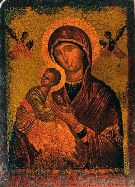 Madonna z Dzieciątkiem (olej na desce) autorstwa Russian School