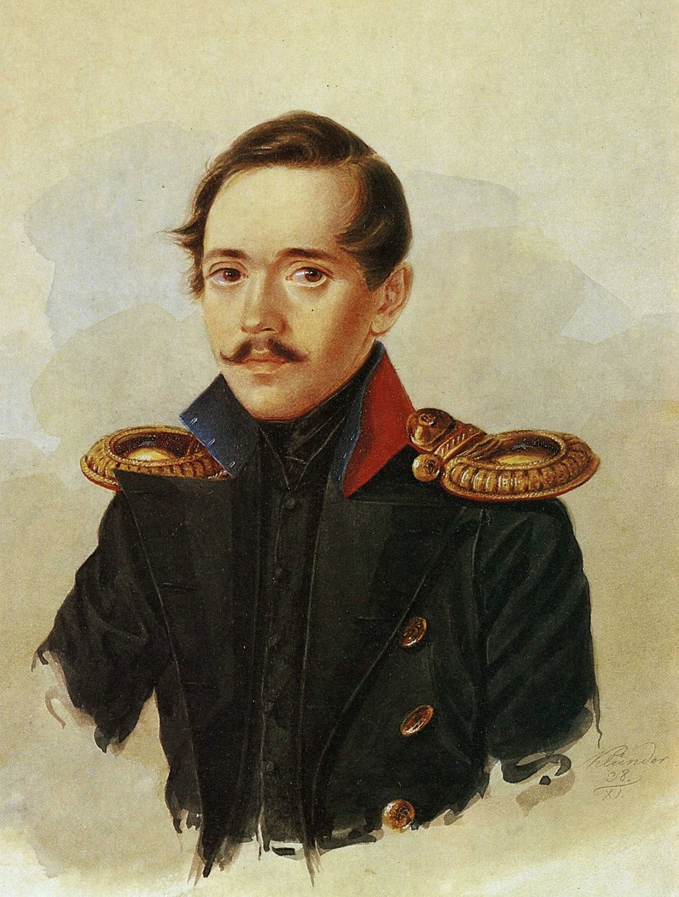 Portret Michaiła Lermontowa, ok. 1838 r. autorstwa Russian School