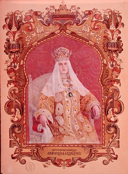 Portret carycy Aleksandry Fiodorowej (1872-1918) w tradycyjnym stroju koronacyjnym, ok. 1894 (patrz także 173581) autorstwa Russian School