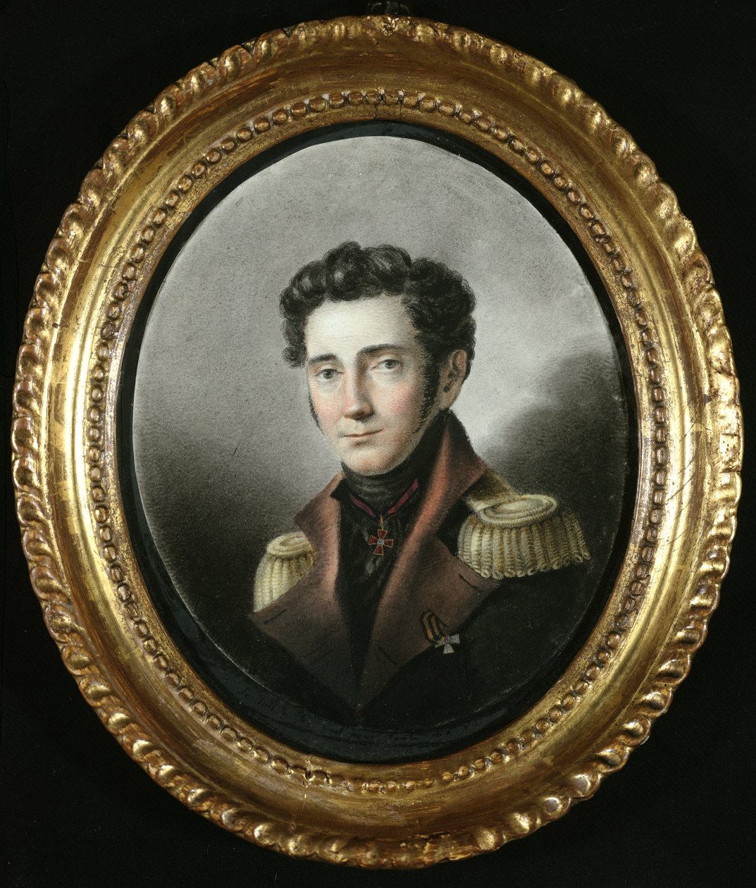 Portret rosyjskiego oficera, 1818 (wc na papierze) autorstwa Russian School