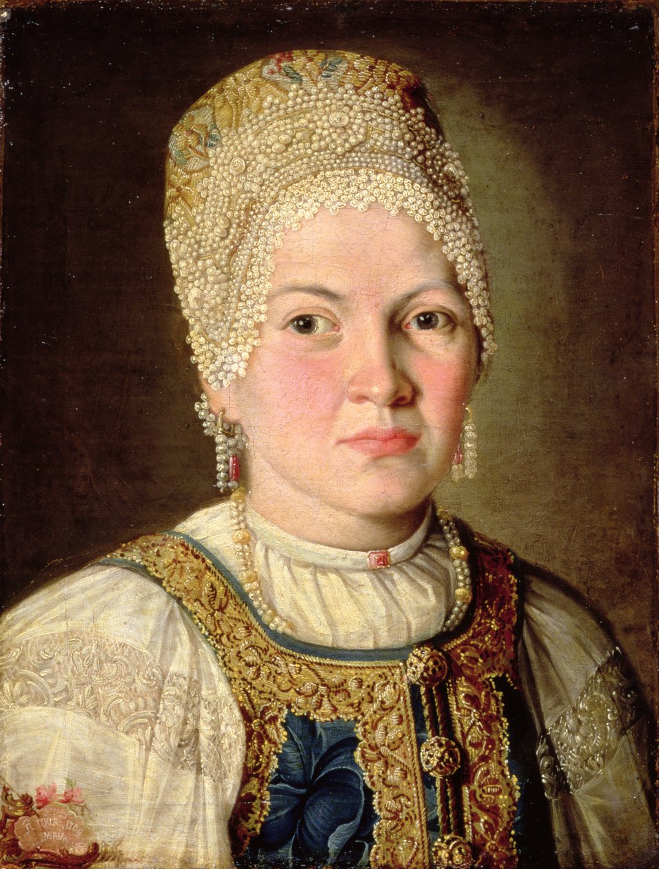 Portret kobiety w rosyjskim stroju, 1769 autorstwa Russian School