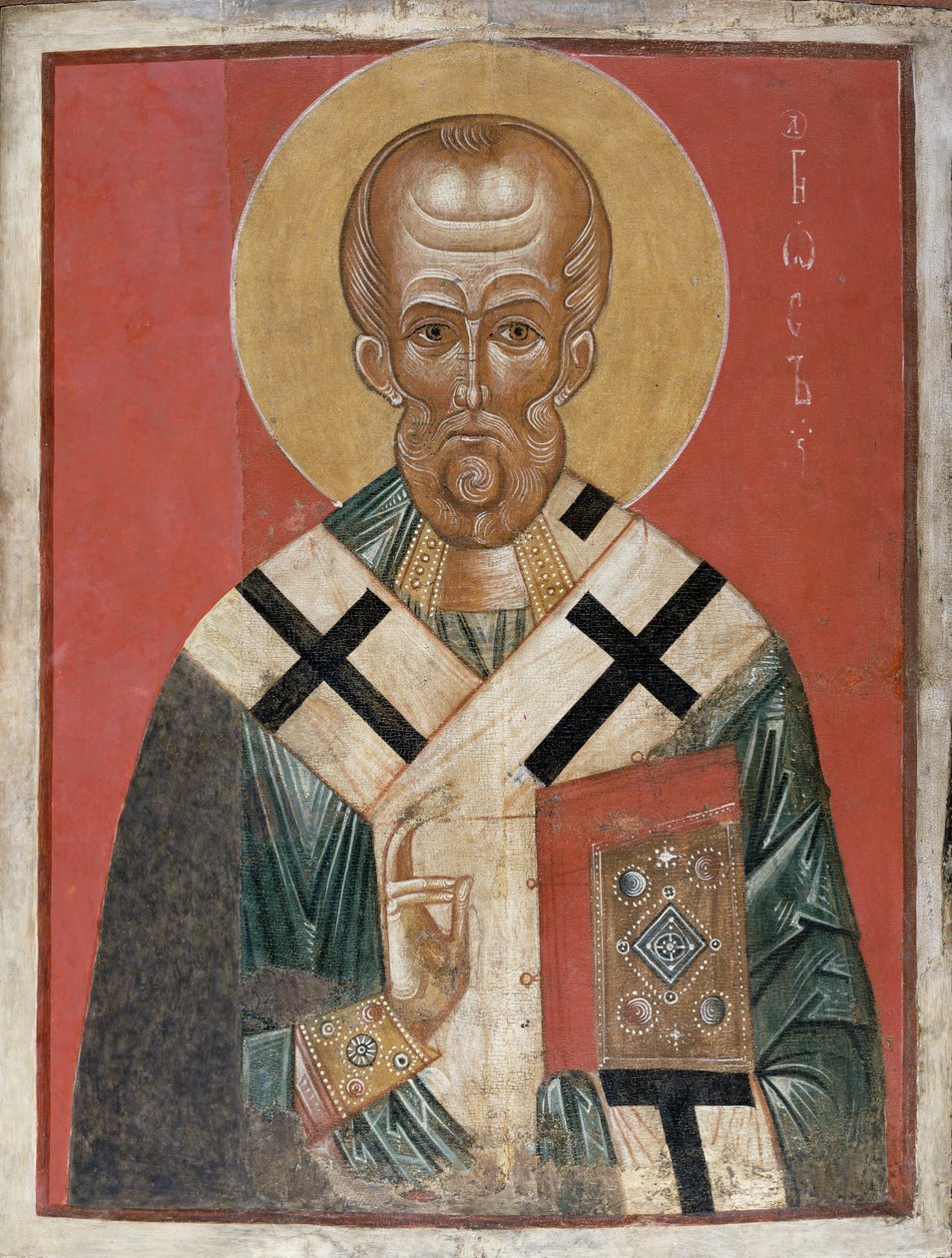 Św. Mikołaj, szkoła nowogrodzka, ok. 1300 (tempera na gesso) autorstwa Russian School