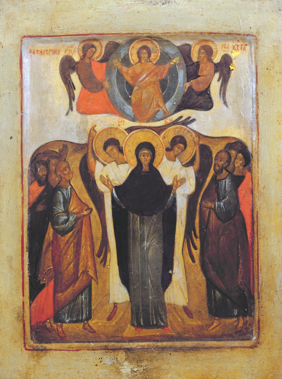 Wniebowstąpienie (tempera i złoty liść na panelu) autorstwa Russian School