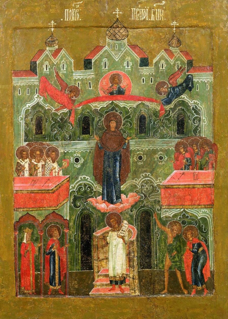 Pokrov (Wstawiennictwo Matki Bożej) (tempera na panelu) autorstwa Russian School