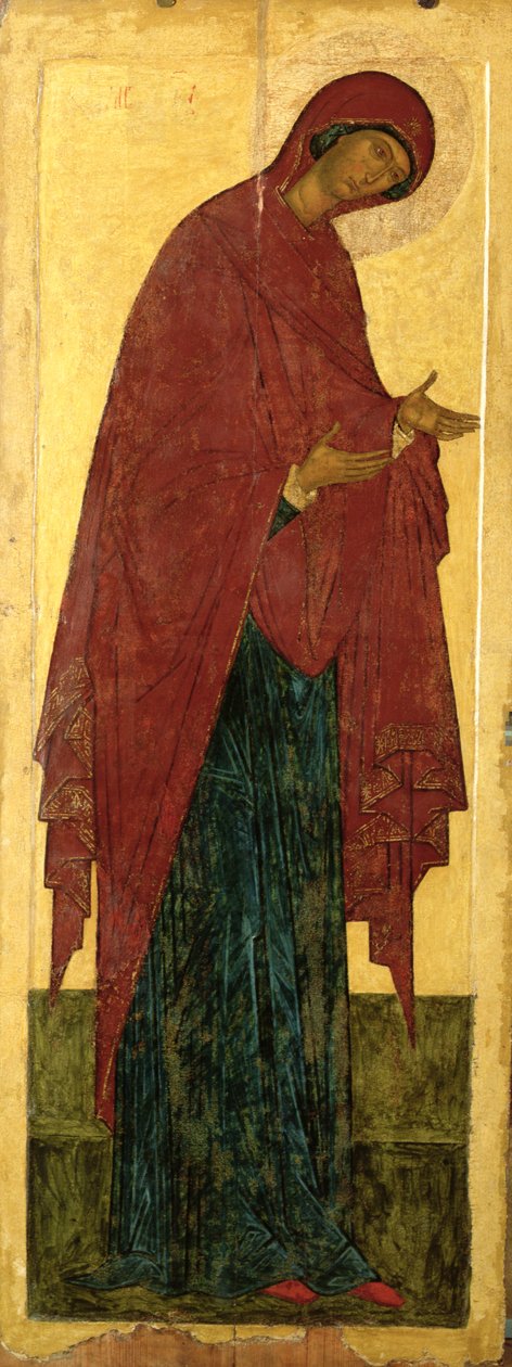 Dziewica (tempera i złoty liść na panelu) autorstwa Russian School