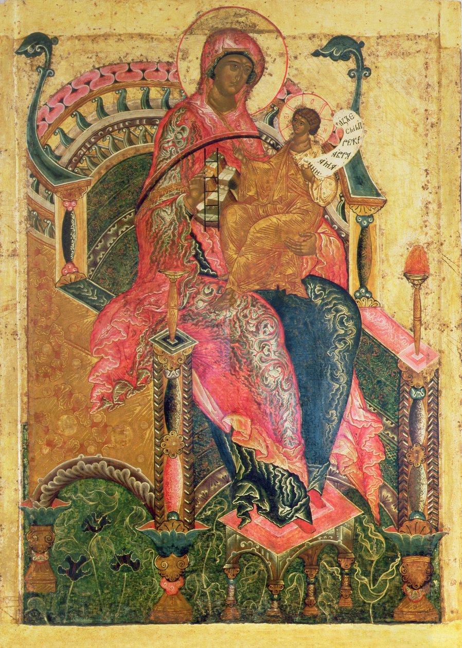 Dziewica z Dzieciątkiem, Szkoła Moskiewska (tempera na panelu) autorstwa Russian School