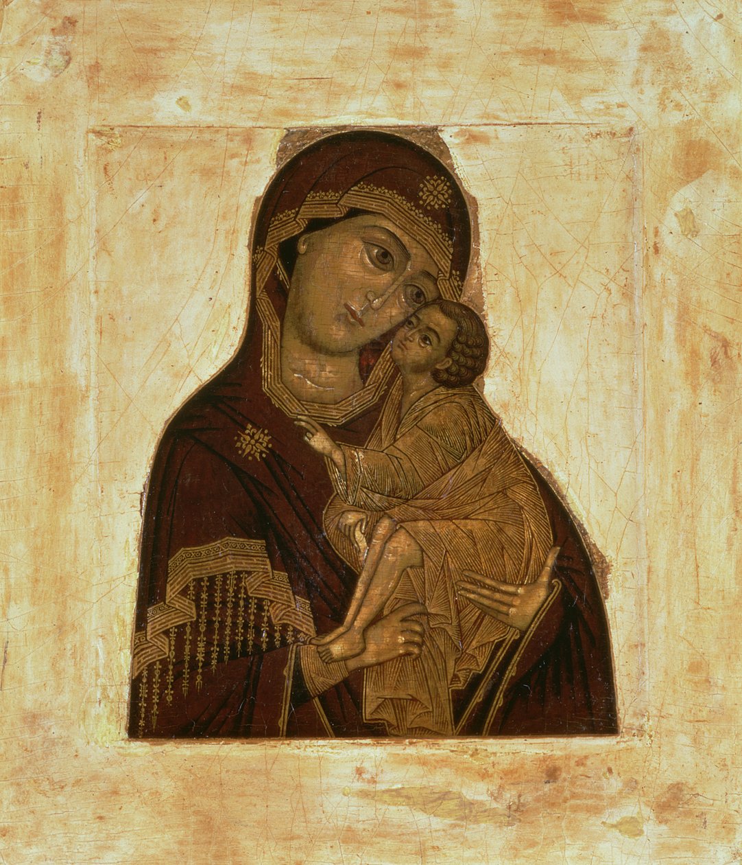 Matka Boska Don z błogosławieństwem Dzieciątka Jezus, ikona rosyjska, XVII w. (panel) autorstwa Russian School