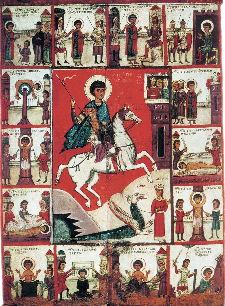Święty Jerzy ze scenami z jego życia, XIV wiek. autorstwa Russian icon.