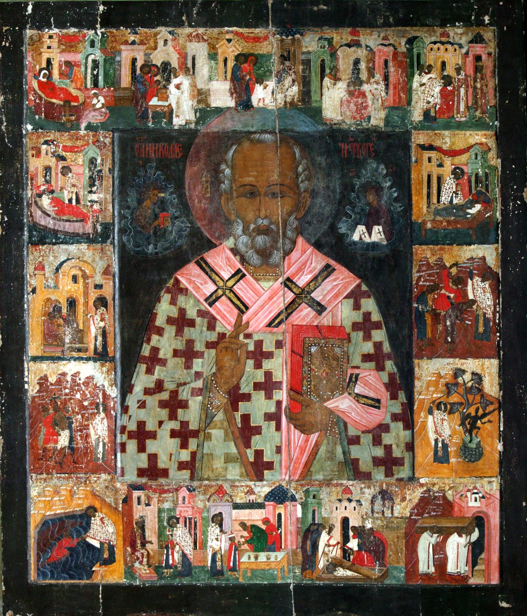 Święty Mikołaj ze scenami z jego życia, XVI w. autorstwa Russian icon.