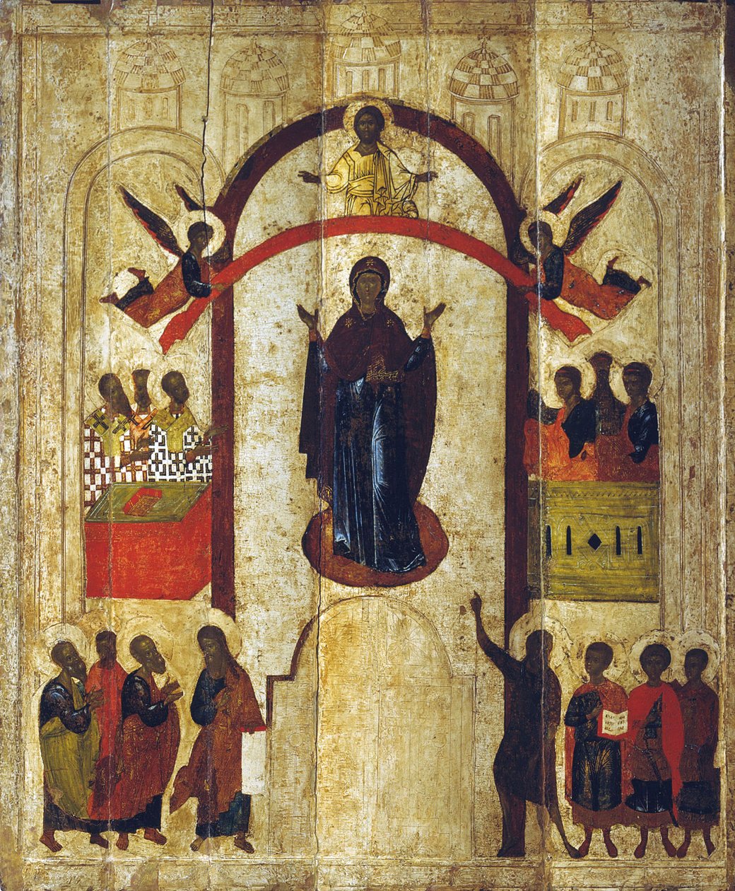 Opieka Matki Boskiej Pokrowa, c1399. autorstwa Russian icon.