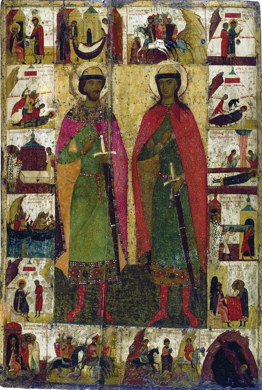 Święci Borys i Gleb”, XIV wiek. autorstwa Russian icon.