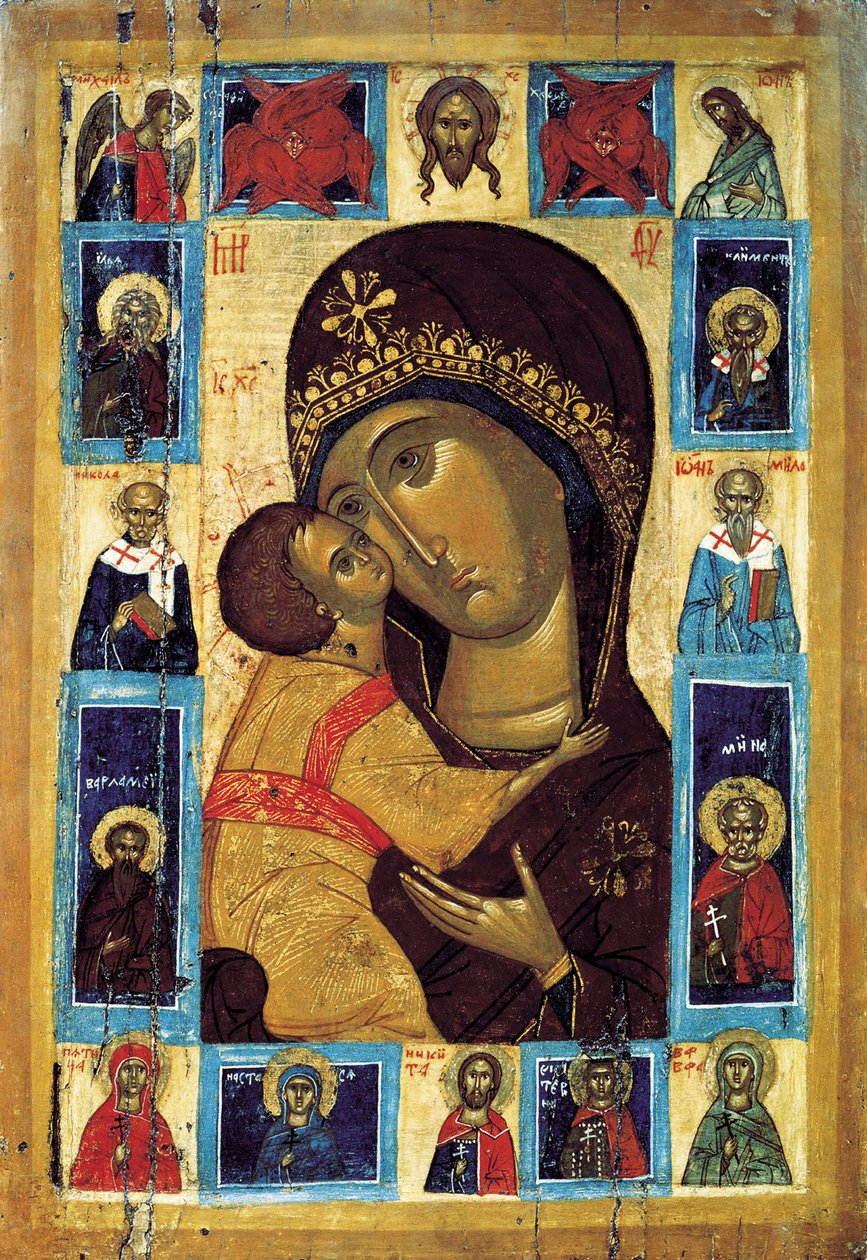 Dziewica Eleusa z wybranymi świętymi, początek XVI wieku. autorstwa Russian icon.