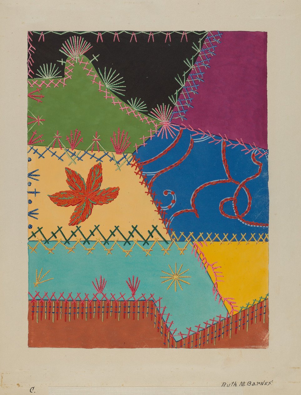 Szalony szczegół kołdry, ok. 1900 r. 1939. autorstwa Ruth M Barnes