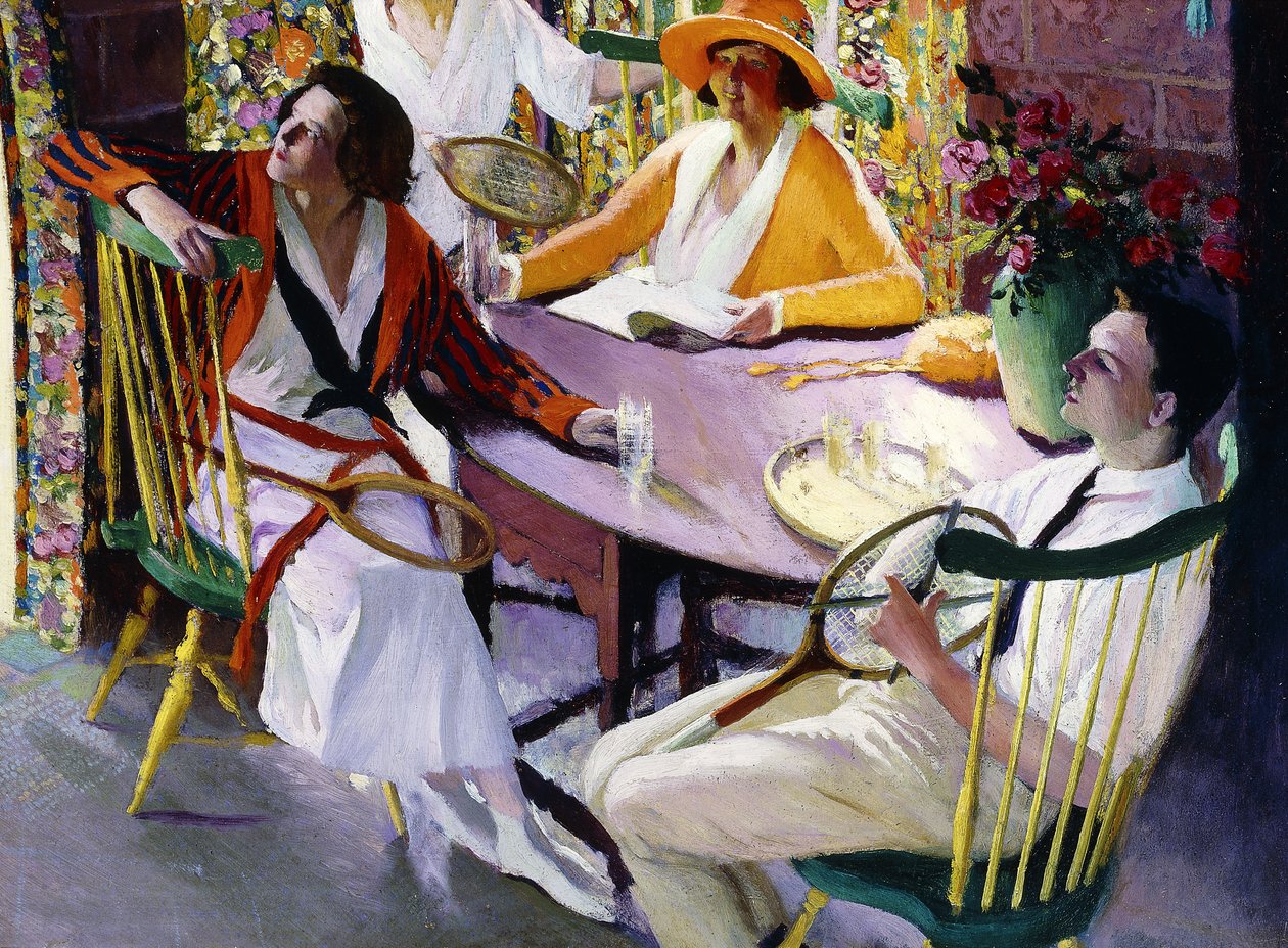 Po tenisie, ok. 1921-25 (olej na panelu) autorstwa Rutherford Boyd