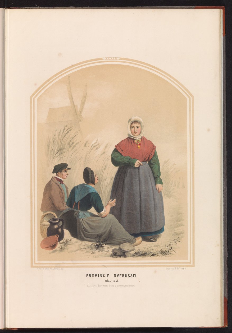 Tradycyjny strój Oldenzaal w Overijssel, 1857 Prowincja Overijssel. Oldenzaal / XXXIII (tytuł na obiekcie) autorstwa Ruurt de Vries