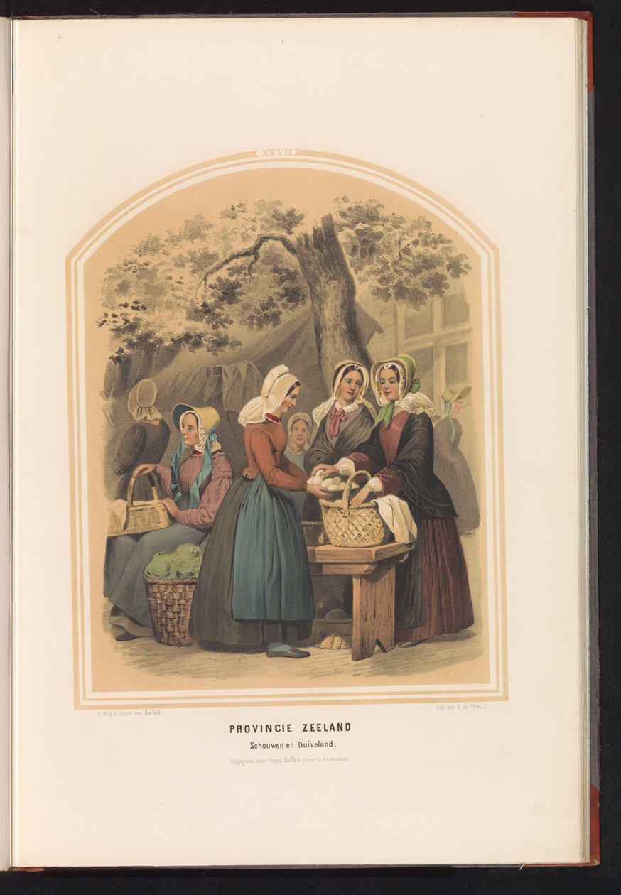 Tradycyjny strój Schouwen i Duiveland w Zelandii, 1857 Prowincja Zelandia. Schouwen en Duiveland / XXVII (tytuł na obiekcie) autorstwa Ruurt de Vries
