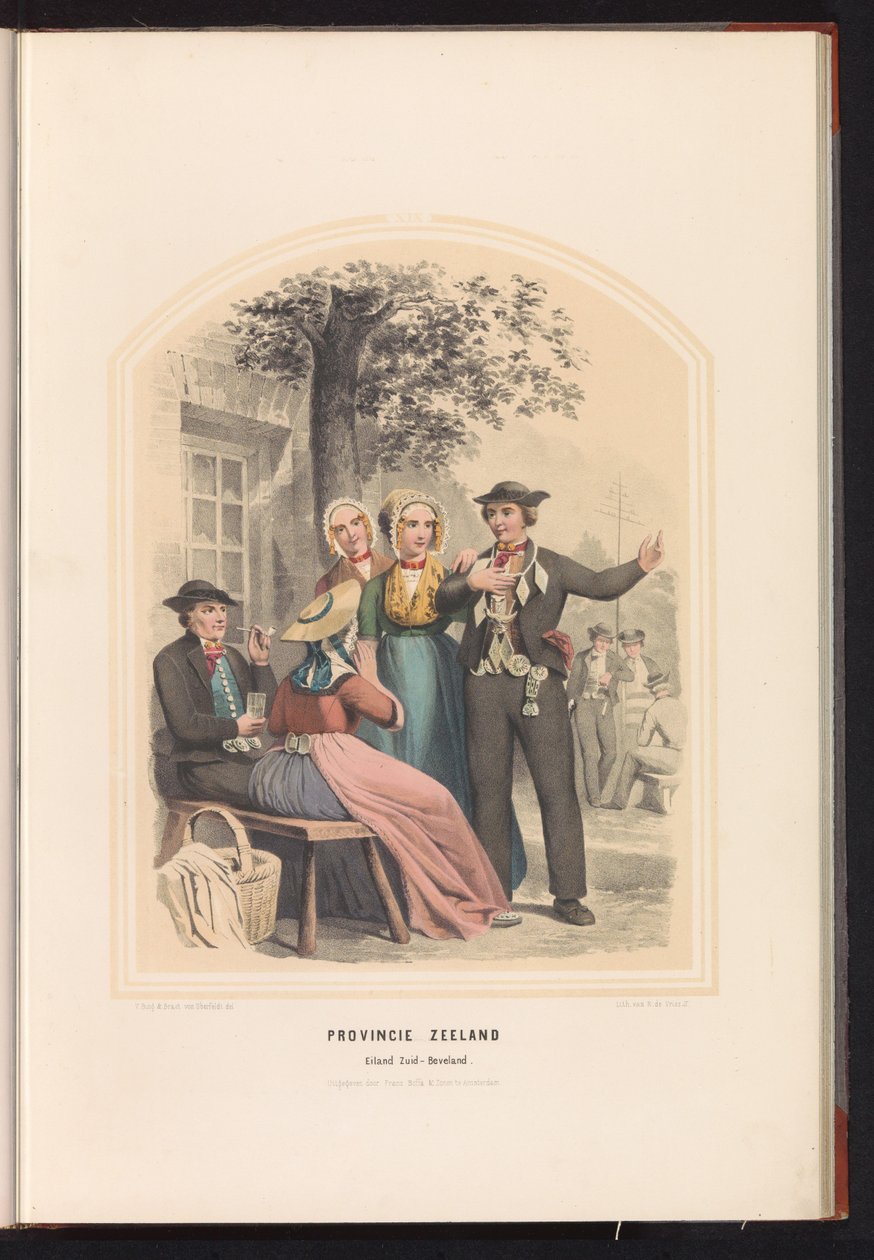 Tradycyjny strój South Beveland w Zelandii, 1857 Prowincja Zelandia. Wyspa Zuid-Beveland / XIX (tytuł na obiekcie) autorstwa Ruurt de Vries