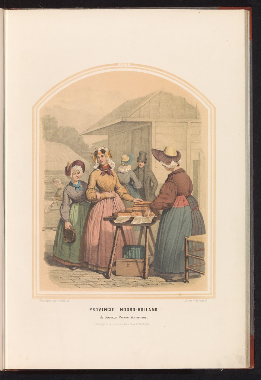 Tradycyjne stroje Beemstera, Purmera i Wormera w północnej Holandii, 1857 Prowincja Holandia Północna. de Beemster Purmer Wormer etc. / XXII (tytuł na obiekcie) autorstwa Ruurt de Vries