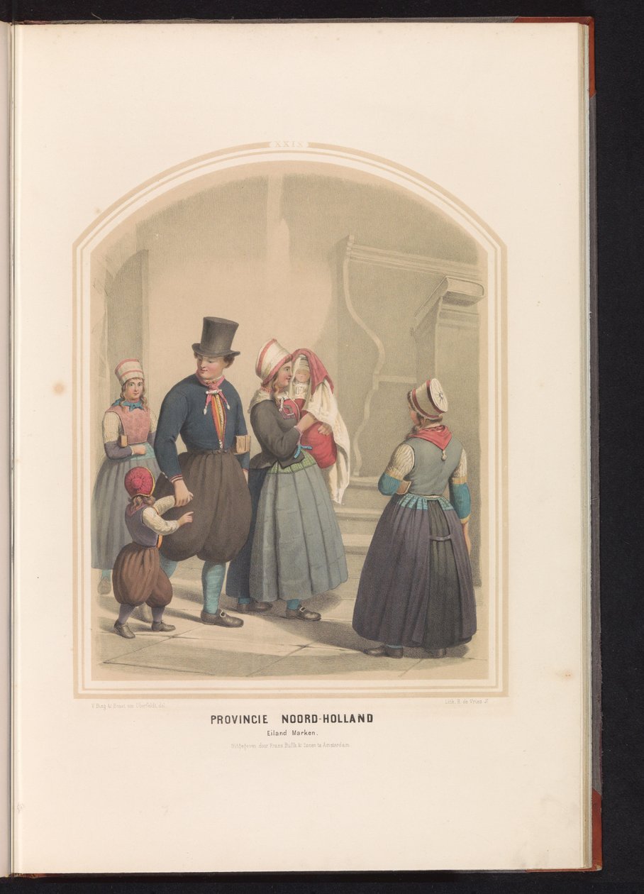Tradycyjny strój wyspy Marken w północnej Holandii, 1857 Prowincja Holandia Północna. Wyspa Marken / XXIX (tytuł na obiekcie) autorstwa Ruurt de Vries