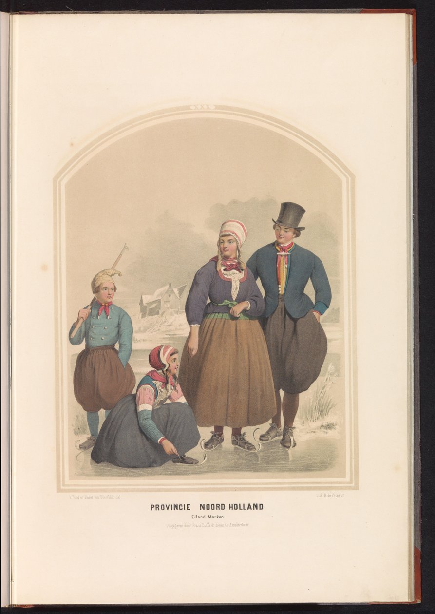 Tradycyjny strój wyspy Marken w północnej Holandii, 1857 Prowincja Holandia Północna. Wyspa Marken / XXX (tytuł na obiekcie) autorstwa Ruurt de Vries