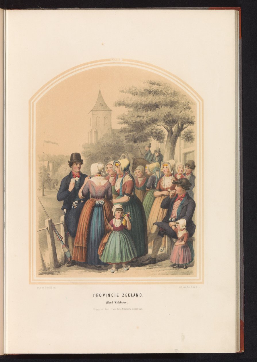 Tradycyjny strój wyspy Walcheren w Zelandii, 1857 r. Prowincja Zelandia. Wyspa Walcheren / XIII (tytuł na obiekcie) autorstwa Ruurt de Vries