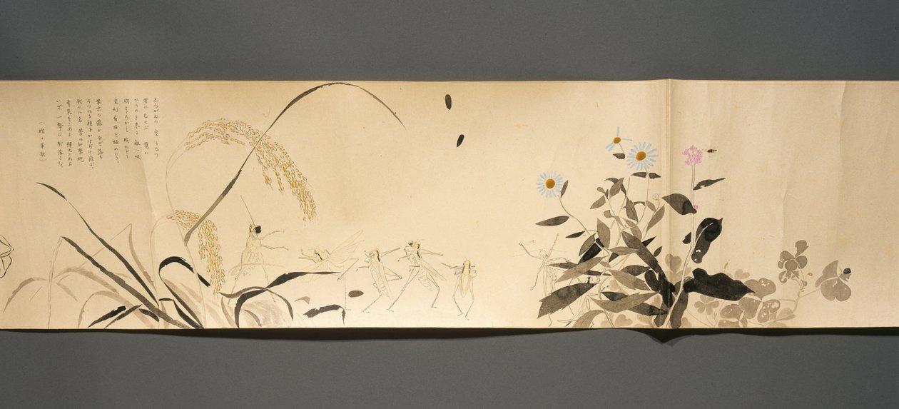 Przyjaciele dzikiej przyrody (Yasei no Tomo), ok. 1918 (tusz, nieprzezroczysta akwarela, lakier na papierze tkanym) autorstwa Ryoka Kawakami