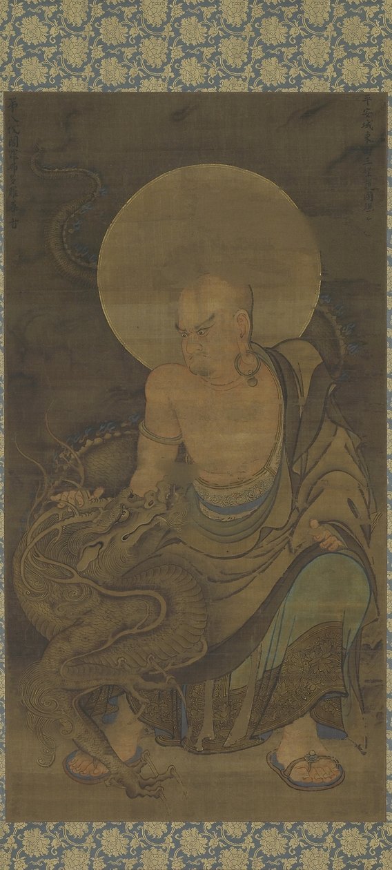 Arhat (Hottara Sonja - Vajraputra) okres Nanbokucho, połowa XIV w. (atrament, kolor i złoto na jedwabiu) autorstwa Ryozen