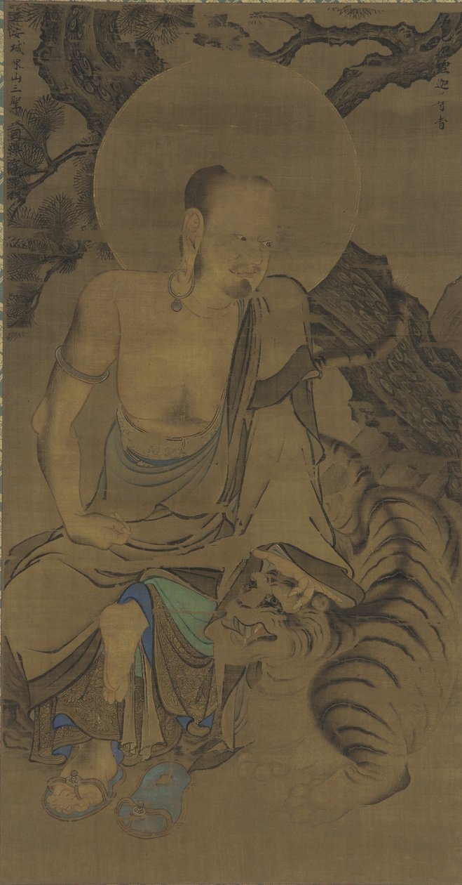 Arhat Kalika (Karika Sunja), okres Nanbokucho, połowa XIV w. (tusz i kolor na jedwabiu) autorstwa Ryozen
