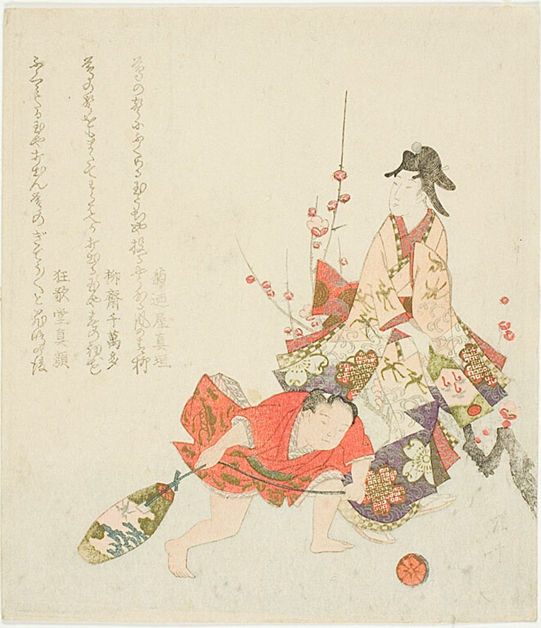 Noworoczne Surimono autorstwa Ryuryukyo Shinsai