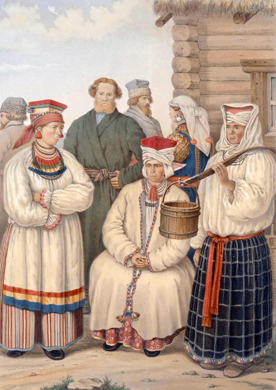 Strój zimowy rodziny znamienitych obywateli, okręg Voronege, ok. lat 40. XIX w. autorstwa S. Pavloff