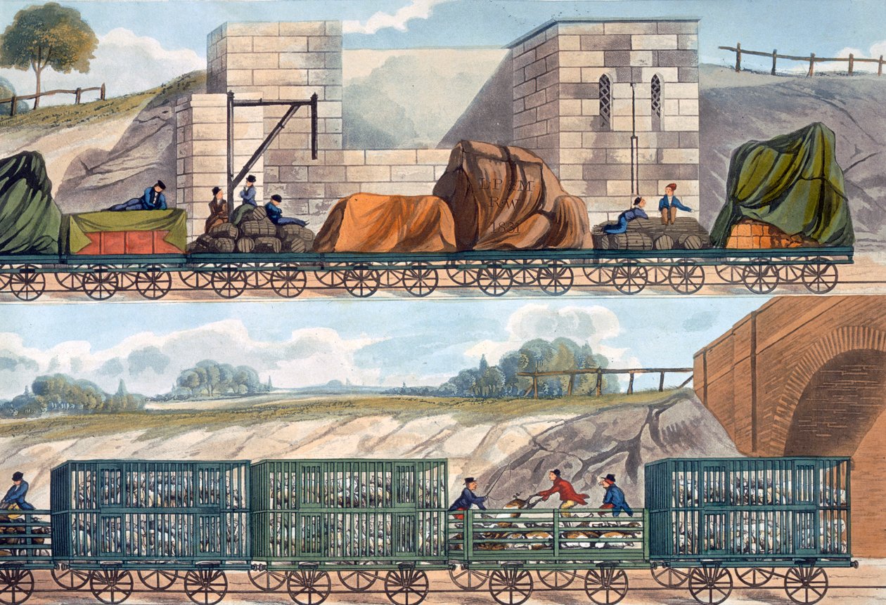 Pociągi na Liverpool i Manchester Railway, 1832-1833 autorstwa SG Hughes
