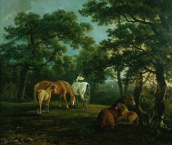 Konie w pejzażu (olej na płótnie) autorstwa S. and Barrett G. Gilpin
