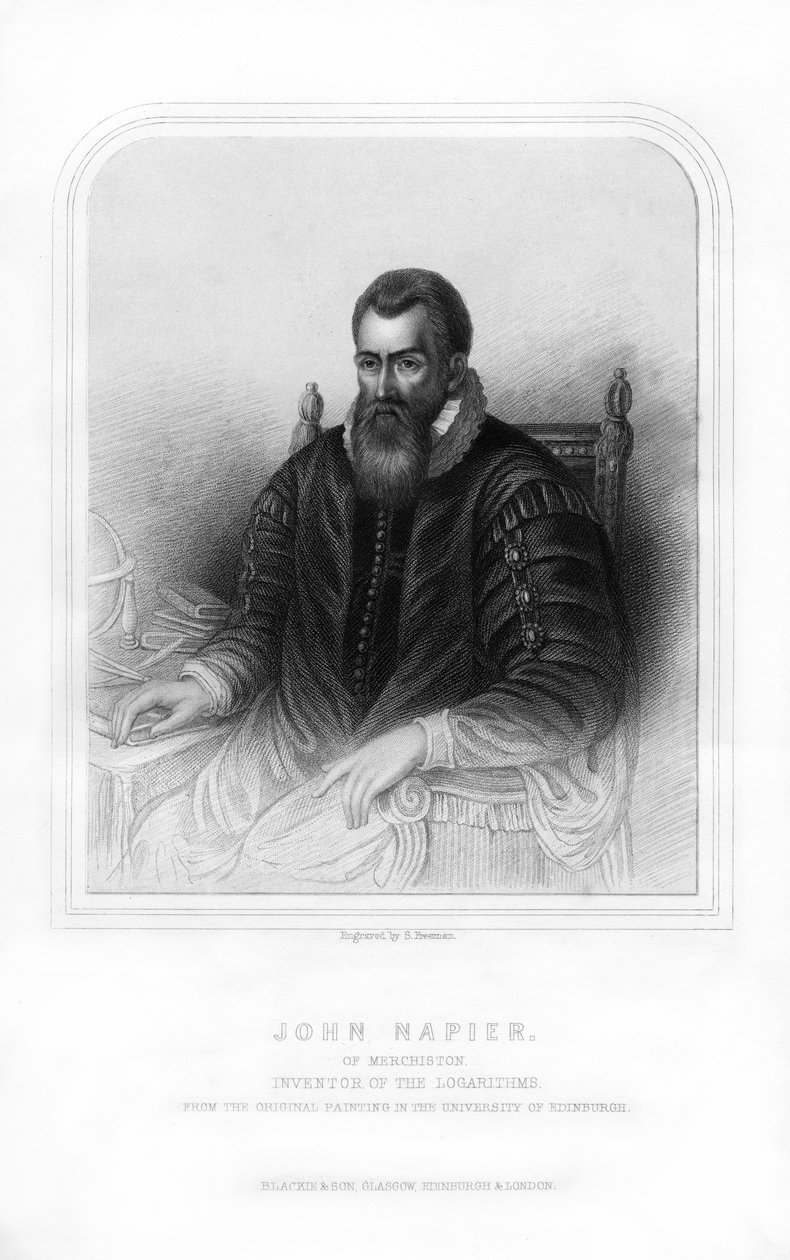 John Napier, szkocki matematyk, fizyk, astronom i astrolog, 1870. autorstwa S. Freeman