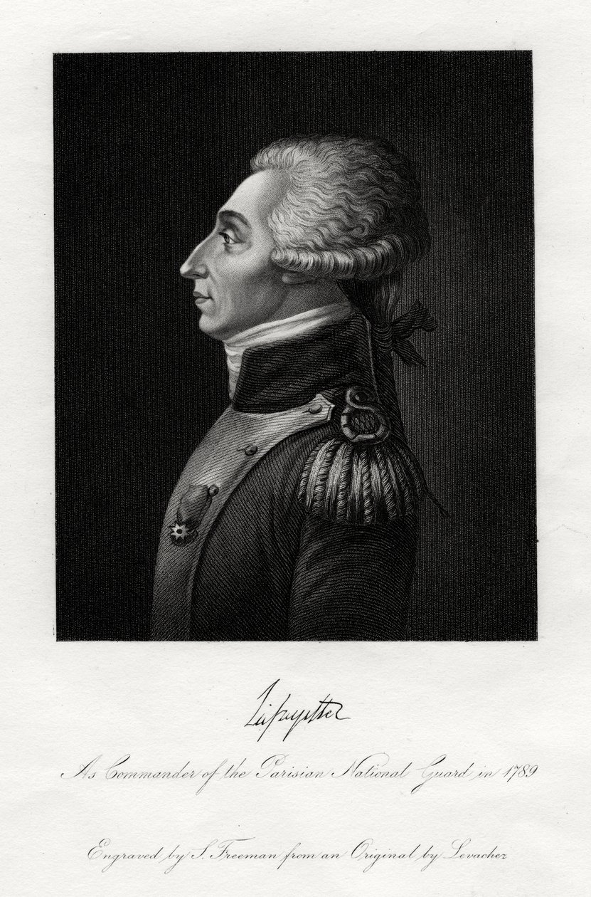 markiz de Lafayette, francuski przywódca wojskowy i mąż stanu, 1845 autorstwa S. Freeman