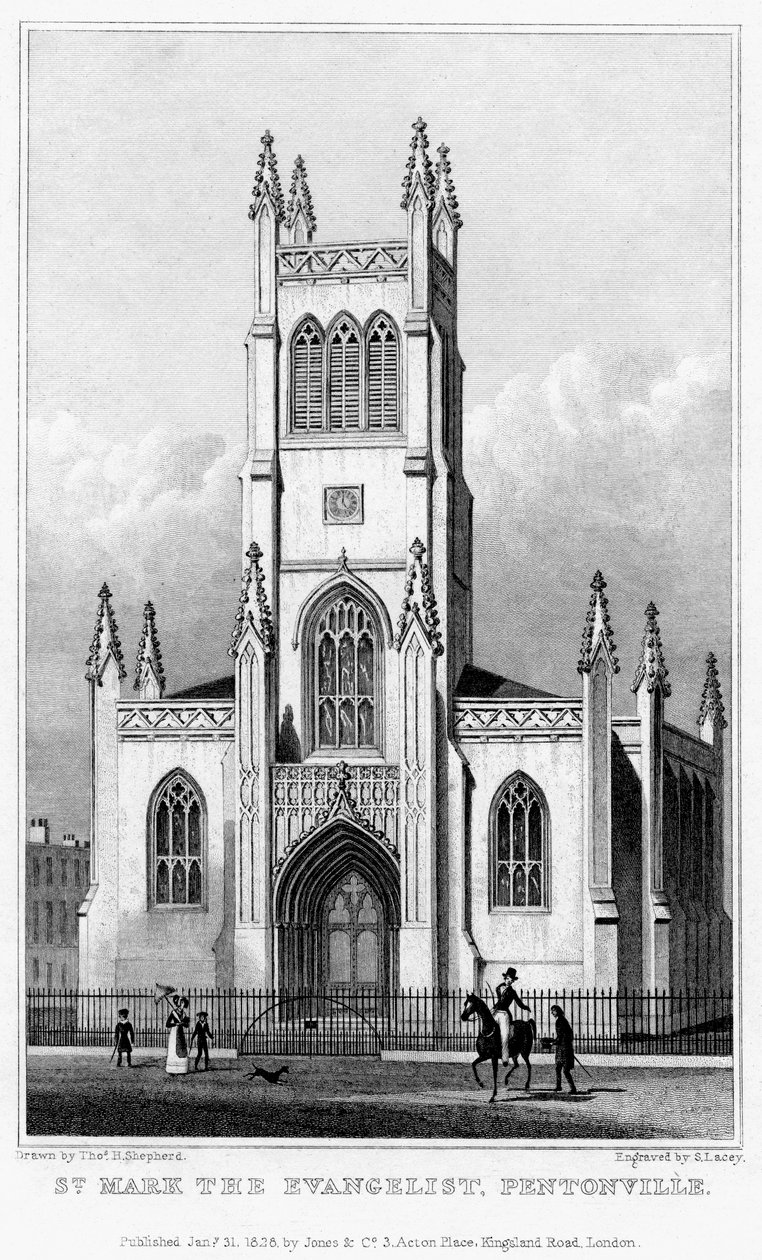Kościół św. Marka Ewangelisty, Pentonville, Islington, Londyn, 1828. autorstwa S. Lacey