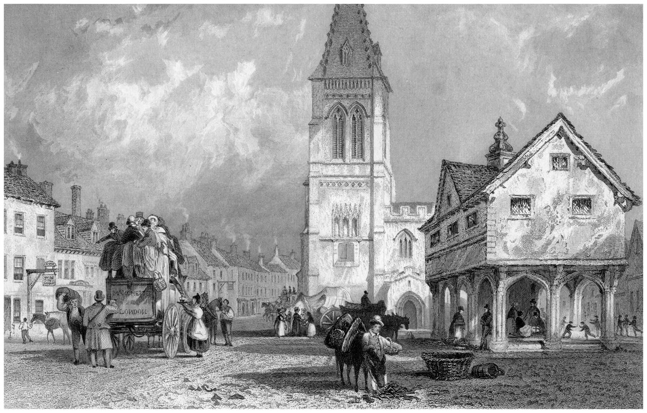Market Harborough, Leicestershire, XIX wiek autorstwa S. Lacey