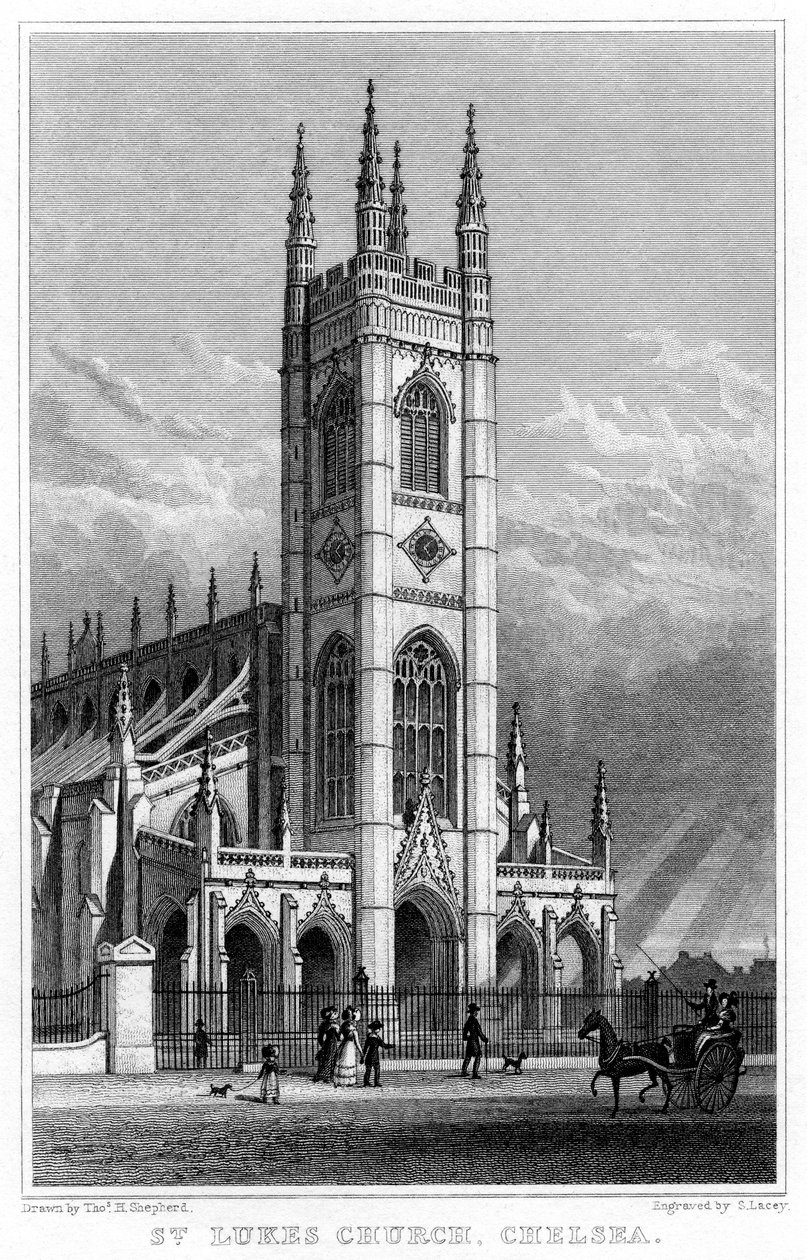 Kościół św. Łukasza, Chelsea, Londyn, 1828. autorstwa S. Lacey