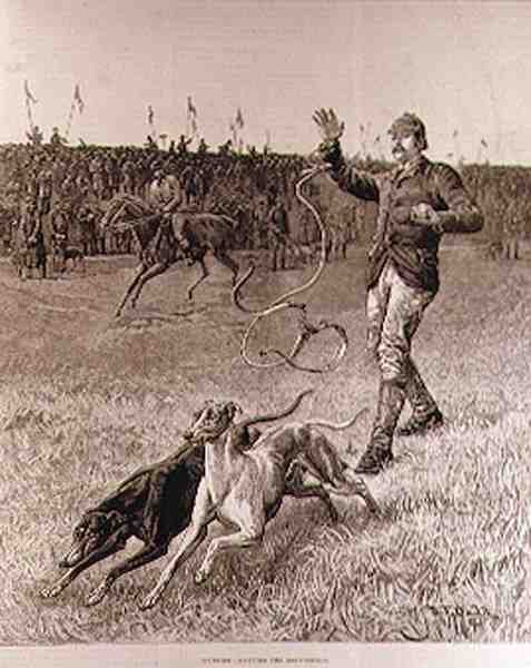 Coursing: Slipping the Greyhounds, z „The Illustrated London News” autorstwa S. T. Dadd