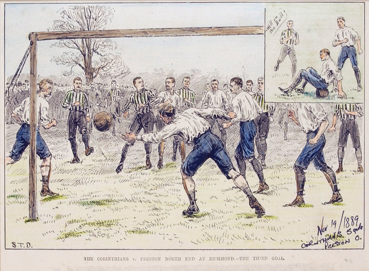The Corinthians kontra Preston North End w Richmond – trzeci gol, z „The Illustrated Sporting and Dramatic News” autorstwa S. T. Dadd